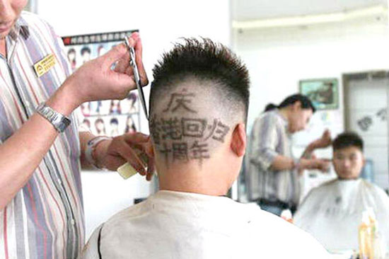 Weird haircut to celebrate Hong Kong return to China