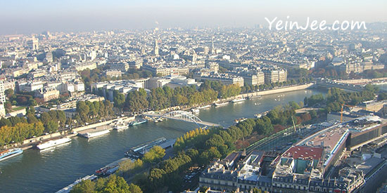 Bird eye view of Paris from Eiffel Tower
