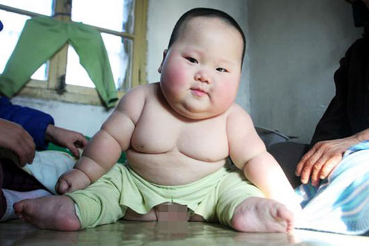Overweight Chinese baby boy in Jilin Province, China