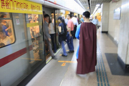 Superman on Shanghai Metro