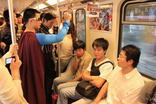 Superman on Shanghai Metro