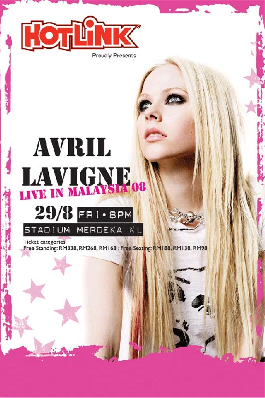 Canadian rocker Avril Lavigne Kuala Lumpur concert poster