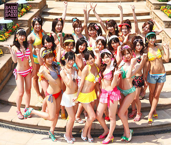 Japanese girl group AKB48 in bikini