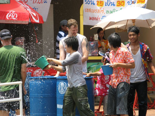 Locals and foreigners at Thai Songkran festival, Thailand