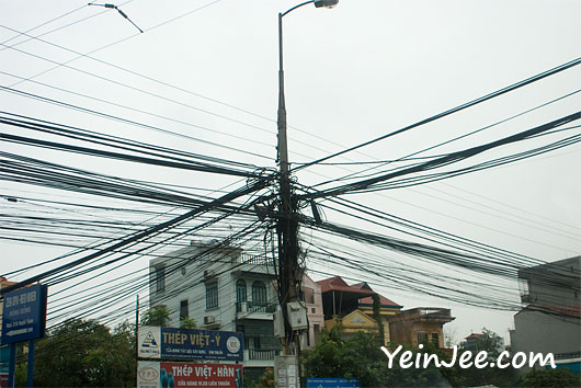 Complicated wires and cables in Hanoi, Vietnam