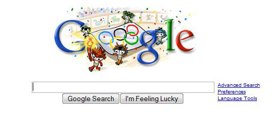 Google holiday logo for Beijing Olympics