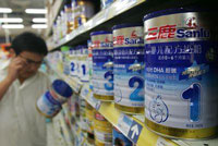 Picture of Sanlu milk formula on the shelf of a supermarket in China