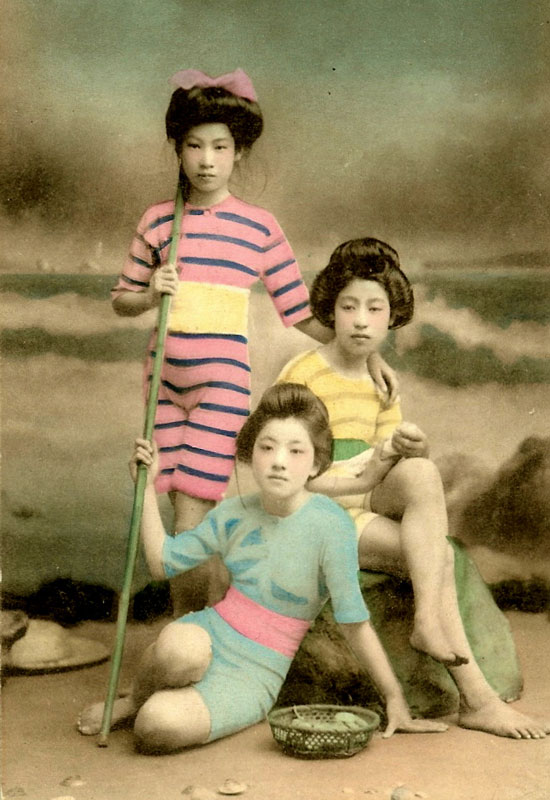 Picture of Japanese Geisha in bath suit during Meiji and Taisho Eras