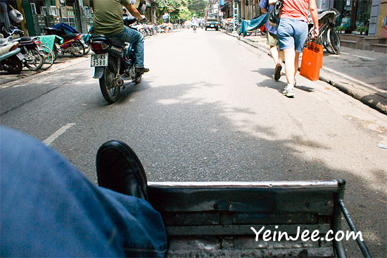 Cyclo ride in Hanoi Old Quarter, Vietnam