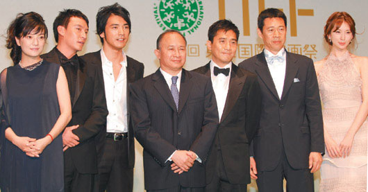 Picture of the cast of Chinese movie Red Cliff at Tokyo Film Festival 2008 in Japan