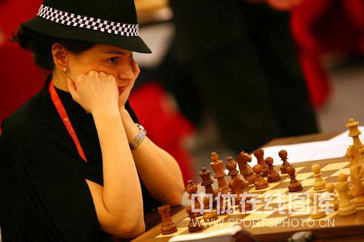 Picture of Russian chess player Alexandra Kosteniuk at World Mind Sports Games 2008 in Beijing