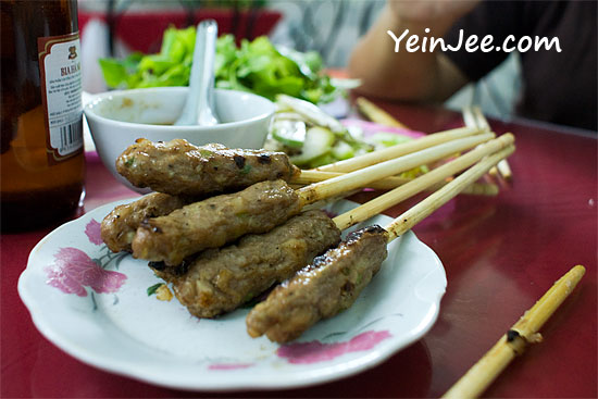 Grilled bamboo meat at Hue Food Restaurant in Hanoi, Vietnam