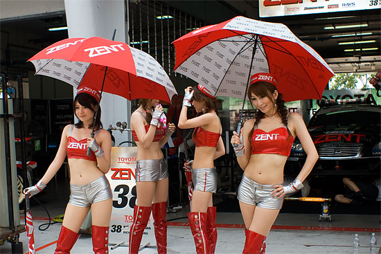 Japanese race queens Kaori Morita, Hitomi Furusaki, Mayu Oya and Junko Iida at Super GT Malaysia 2008