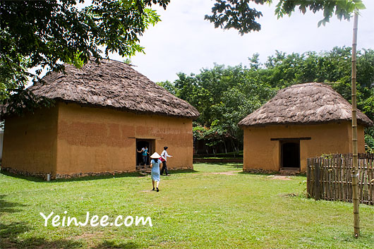 Traditional ethnic houses at Museum of Ethnology in Hanoi, Vietnam
