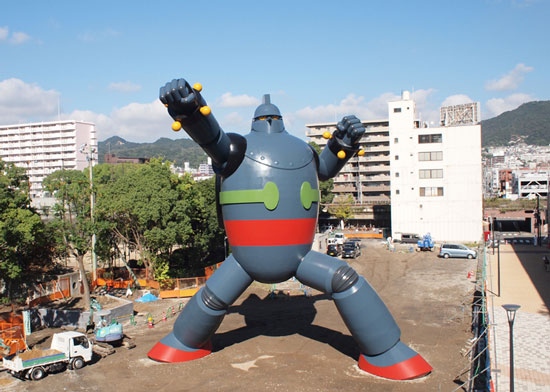 Life-size Tetsujin 28-go giant robot statue in Kobe, Japan