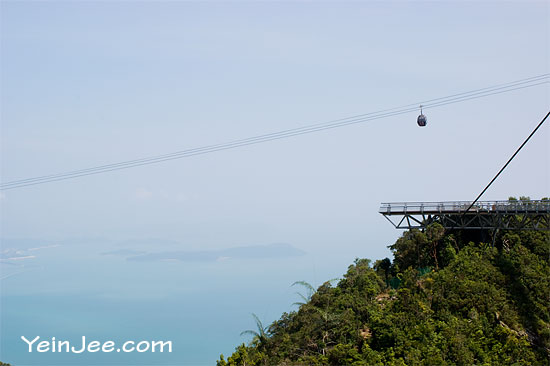 Sea view and cable car at Mat Cincant Mountain in Langkawi, Malaysia