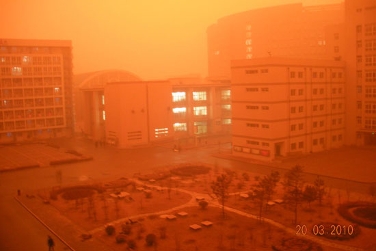 Yellow dust storm in Beijing, China