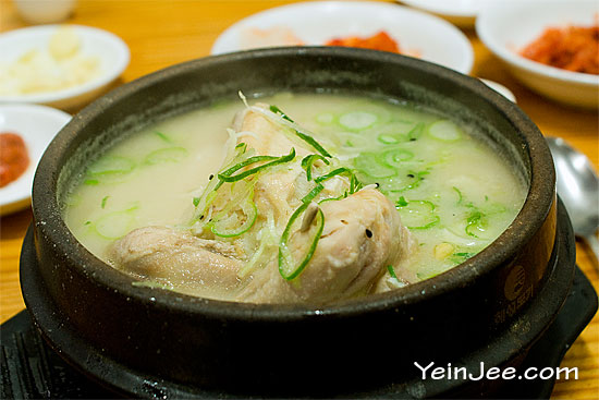 Samgyetang, Korean ginseng chicken soup at Tosokchon