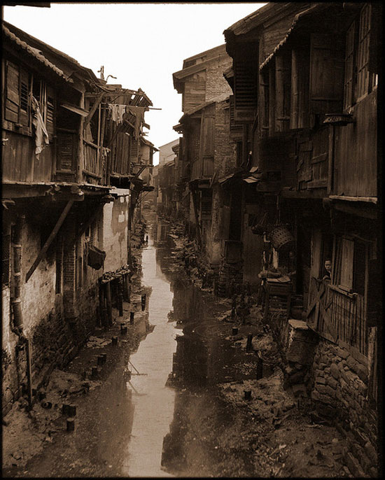 Old photo of interior canal in Canton