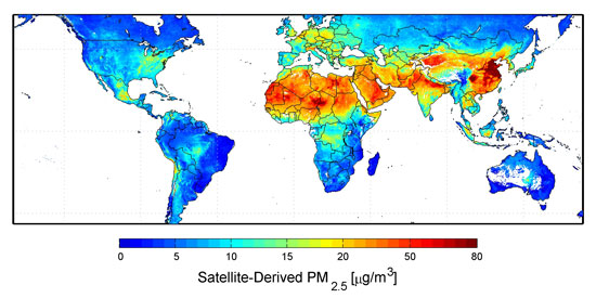 China and global air pollution map