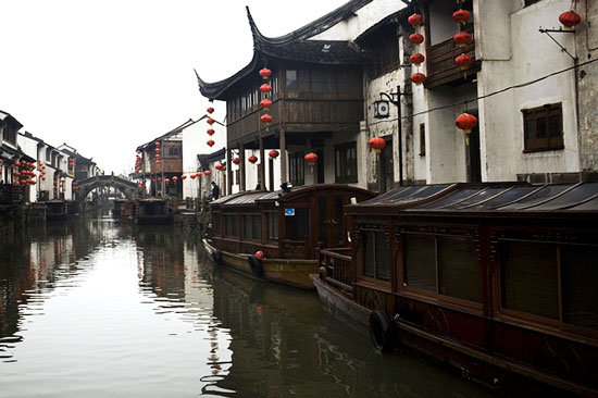 Riverside district in Suzhou, China