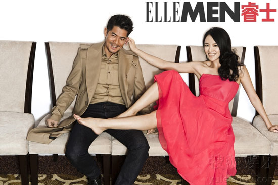 Zhang Ziyi and Aaron Kwok Elle Men Magazine