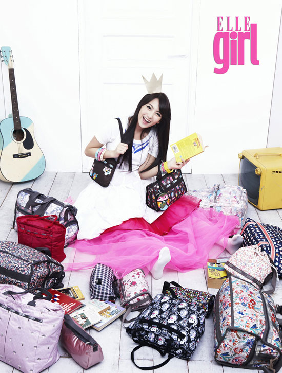 KARA Jiyoung Elle Girl Magazine with LeSportSac handbags