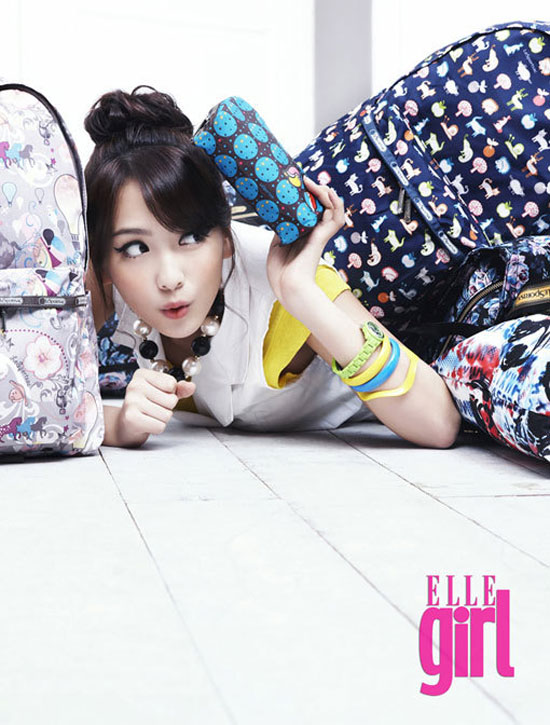 KARA Jiyoung Elle Girl Magazine with LeSportSac handbags
