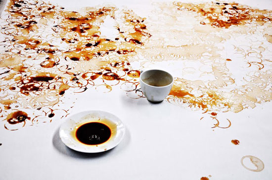 Hong Yi coffee stained cup painting