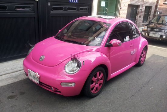 Pink girlish Volkswagen car