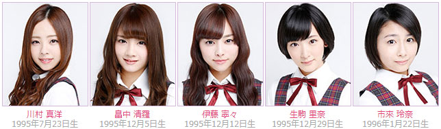Nogizaka46 members Mahiro Kawamura, Seira Hatanaka, Nene Ito, Rina Ikoma, Rena Ichiki