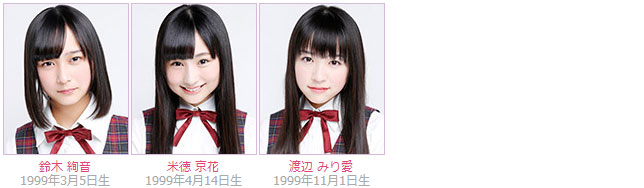 Nogizaka46 members Ayane Suzuki, Kyoka Yonetoku, Miria Watanabe