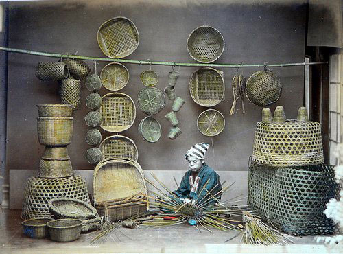 Adolfo Farsari vintage Japanese basket maker