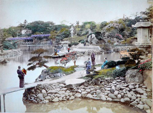 Adolfo Farsari vintage Japanese garden